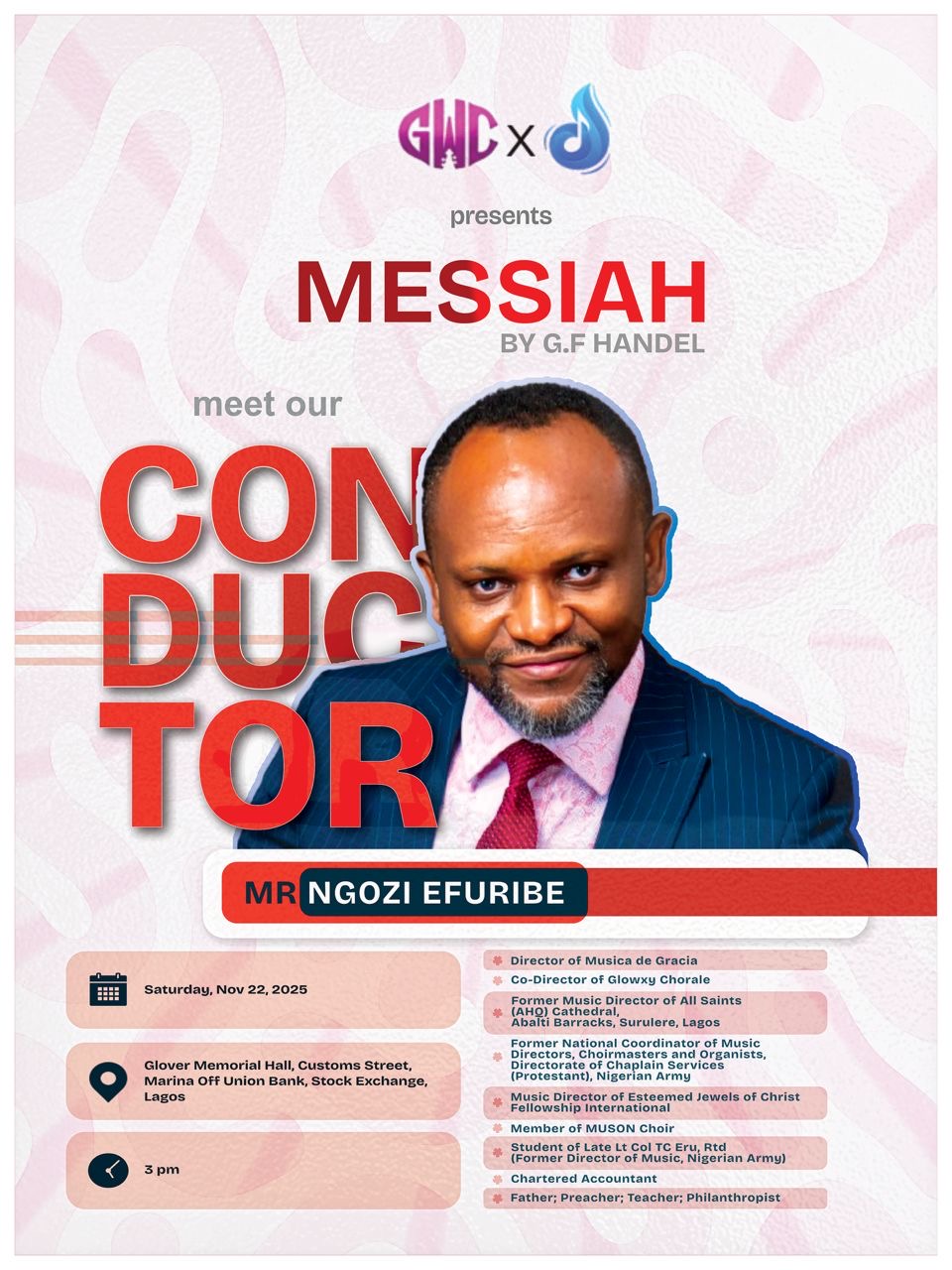 Information page for Handel's Messiah conducted by Ngozi